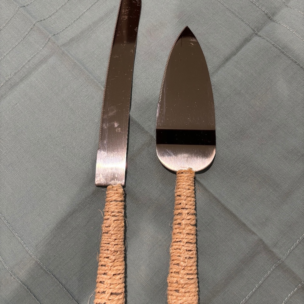 Rustic Twined Wedding Cake Server Set